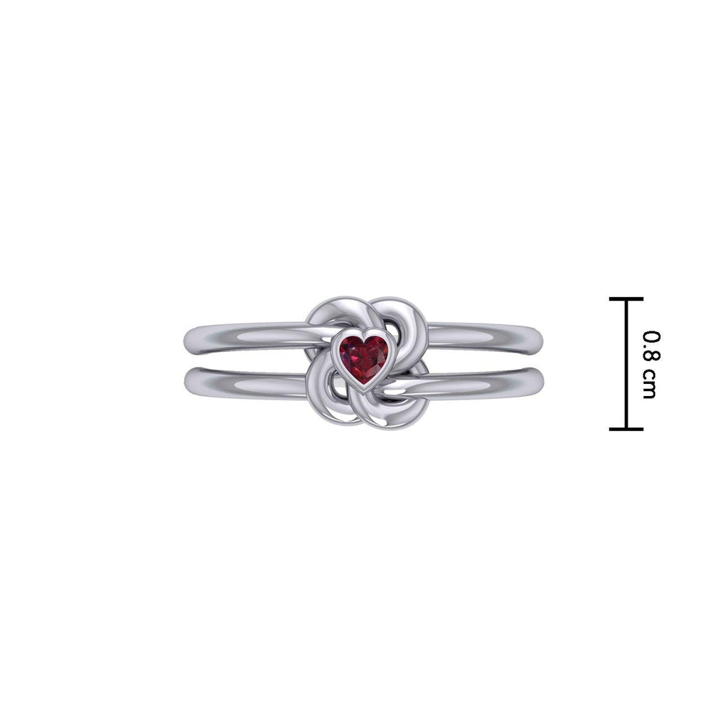 Celtic Knotwork Sterling Silver Ring With Heart Gemstone TRI2308