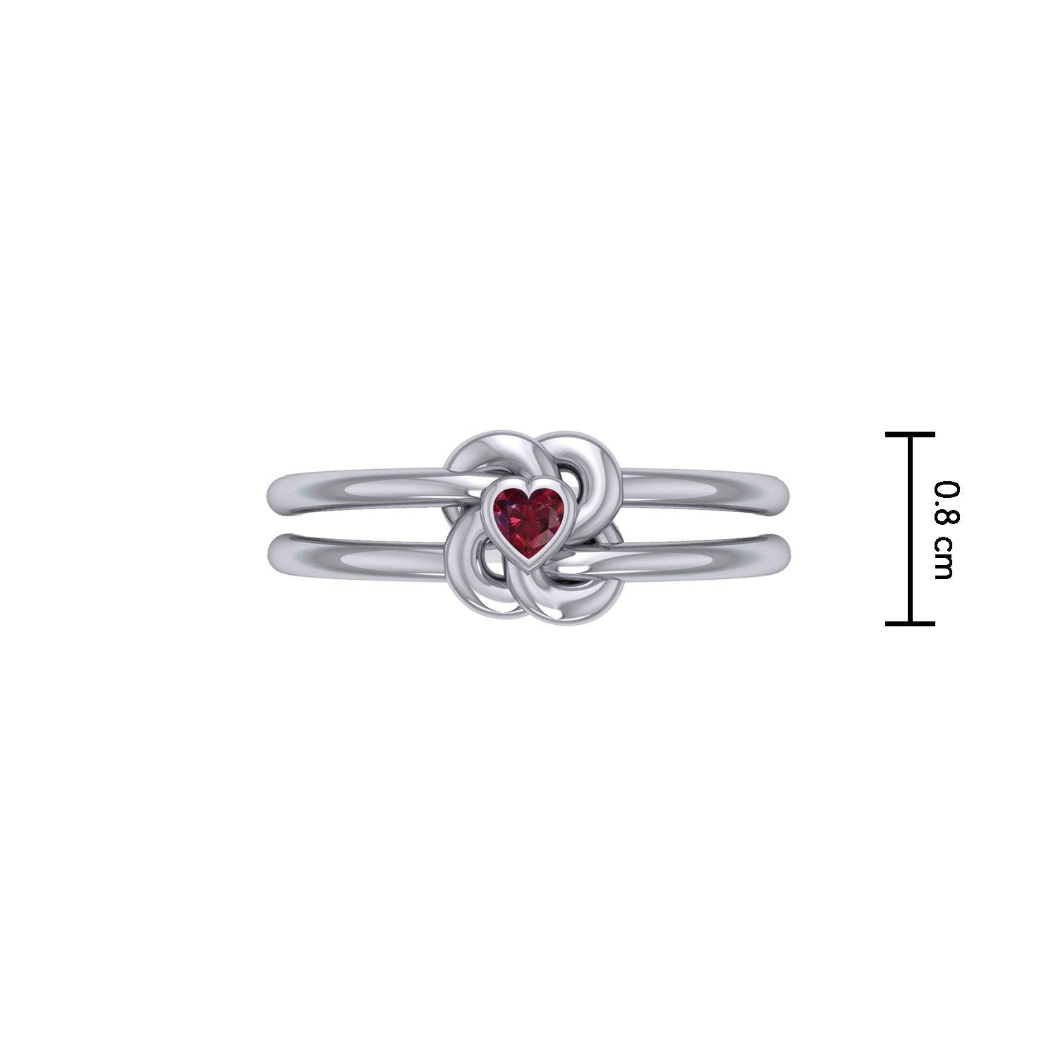 Celtic Knotwork Sterling Silver Ring With Heart Gemstone TRI2308