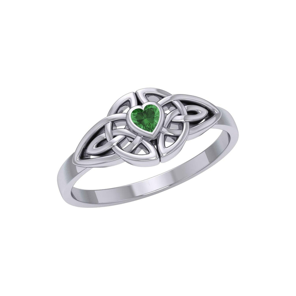 Celtic Knotwork Ring With Heart Gemstone TRI2310