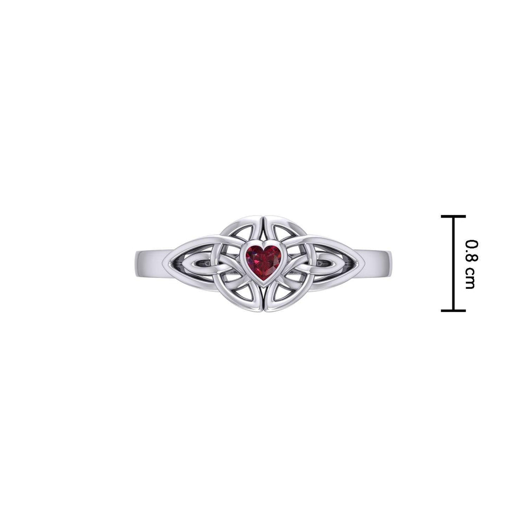 Celtic Knotwork Ring With Heart Gemstone TRI2310
