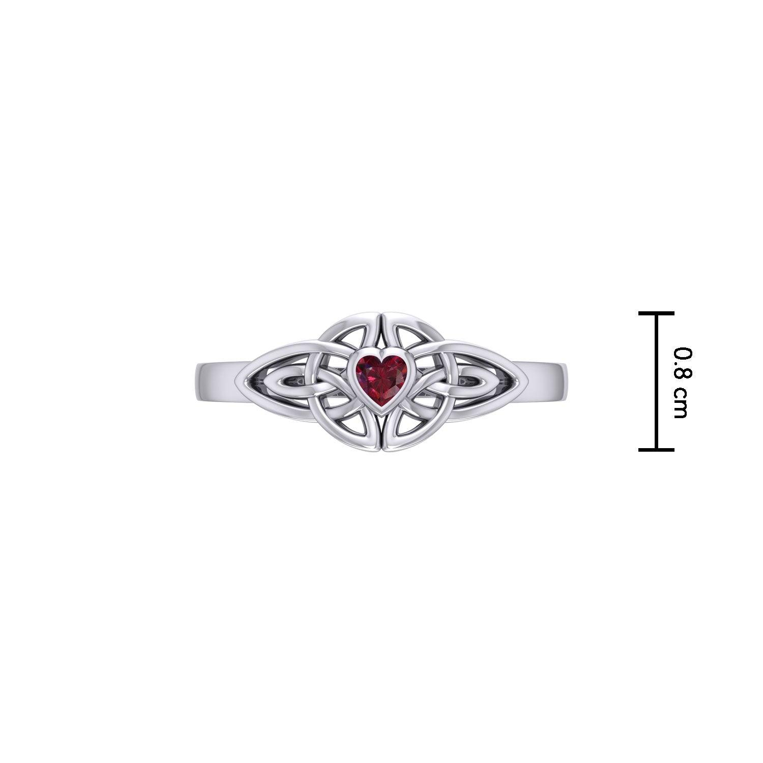 Celtic Knotwork Ring With Heart Gemstone TRI2310