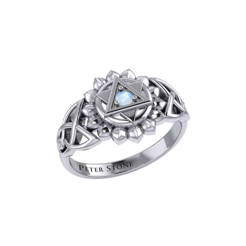 Anahata Heart Chakra with Celtic Designs Sterling Silver Ring TRI2340