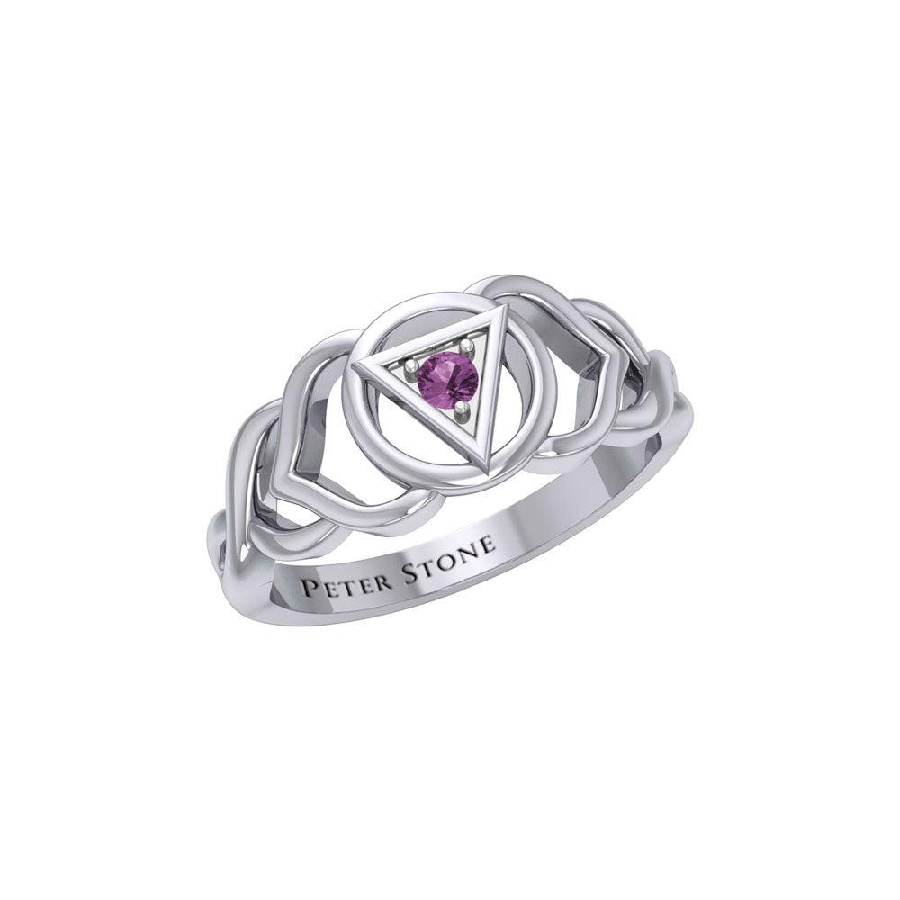 Ajna Third Eye Chakra with Celtic Designs  Sterling Silver Ring TRI2341