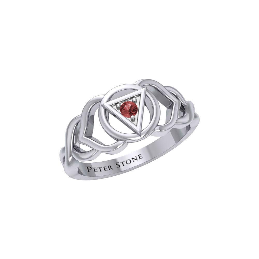 Ajna Third Eye Chakra with Celtic Designs  Sterling Silver Ring TRI2341