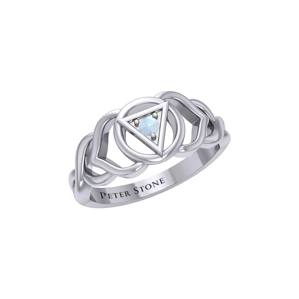 Ajna Third Eye Chakra with Celtic Designs  Sterling Silver Ring TRI2341