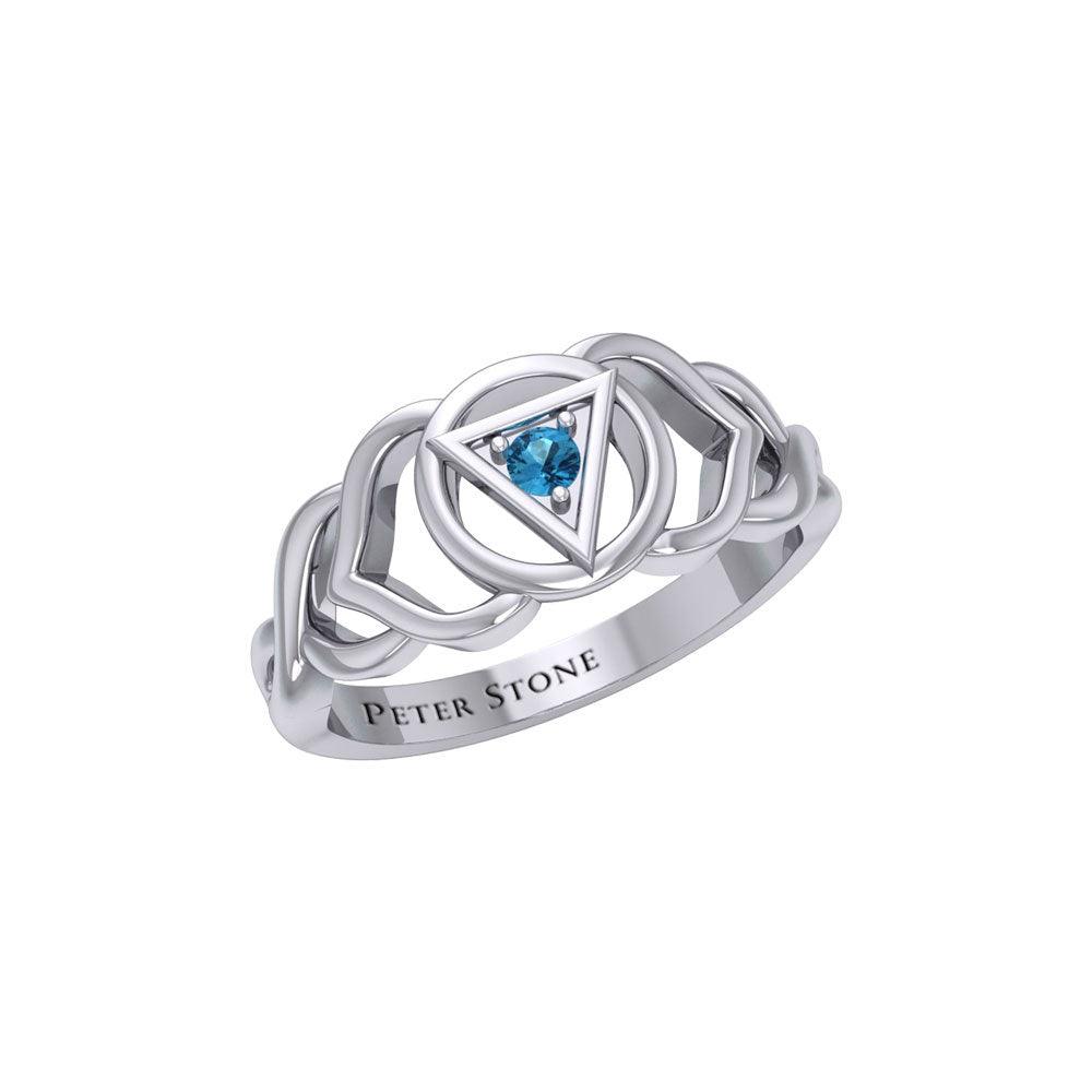 Ajna Third Eye Chakra with Celtic Designs  Sterling Silver Ring TRI2341