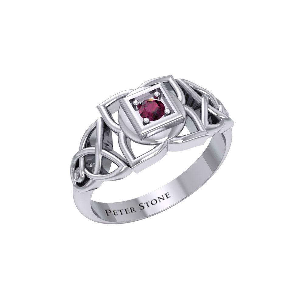 Muladhara Root Chakra with Celtic Designs Sterling Silver Ring TRI2351