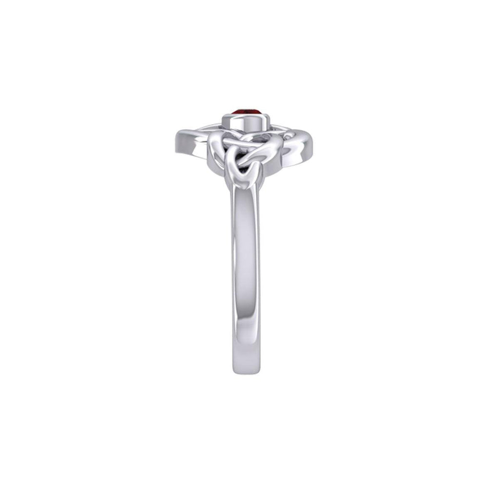 Celtic Knotwork Heart Sterling Silver Ring With Heart Gemstone TRI2362