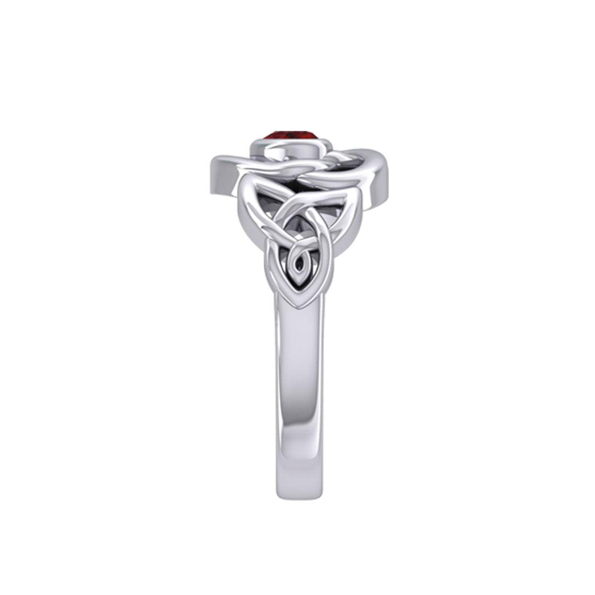 Celtic Knotwork Heart Ring With  Heart Gemstone TRI2381