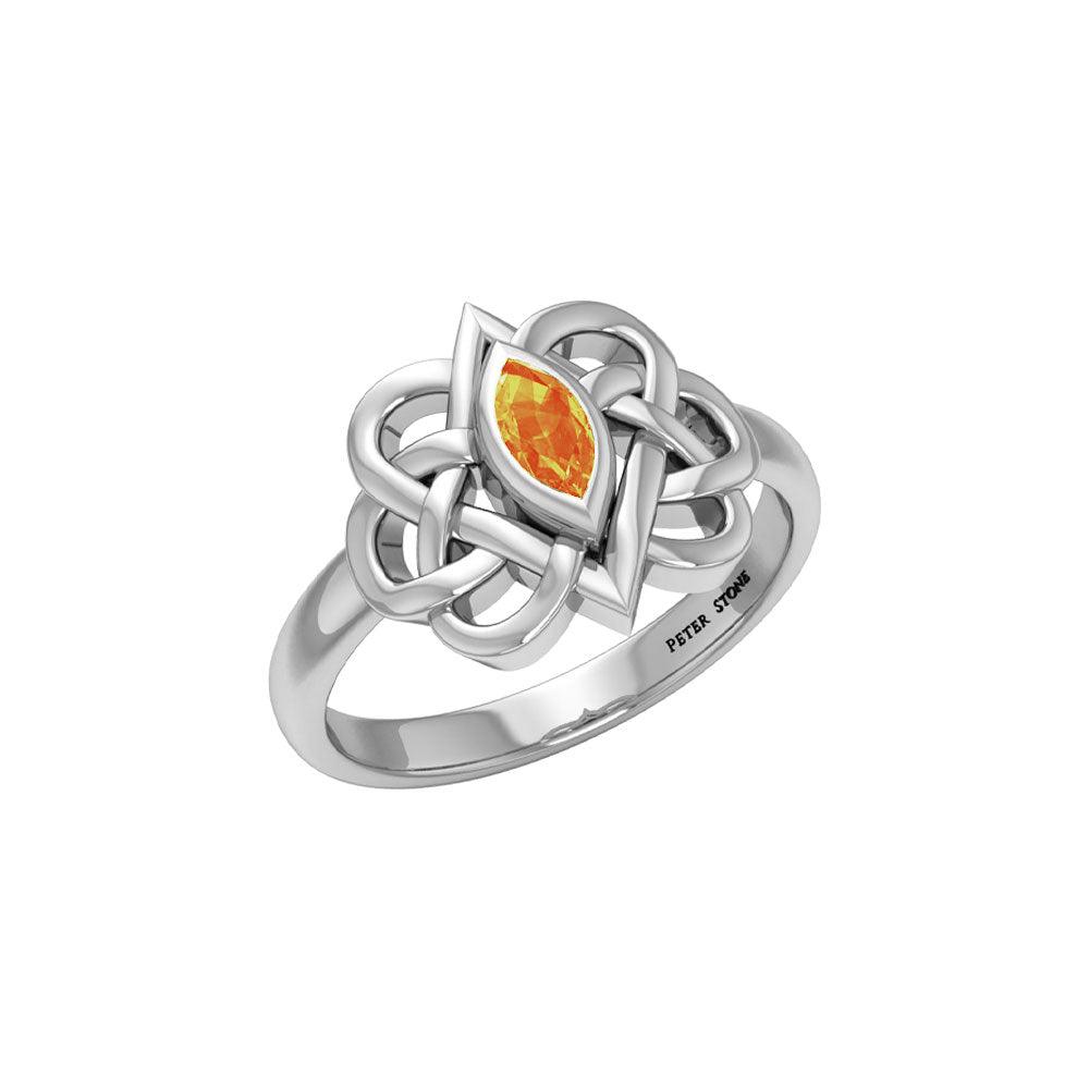 Celtic Double Heart And Infinity Ring Sterling Silver  With Gemstone TRI2388