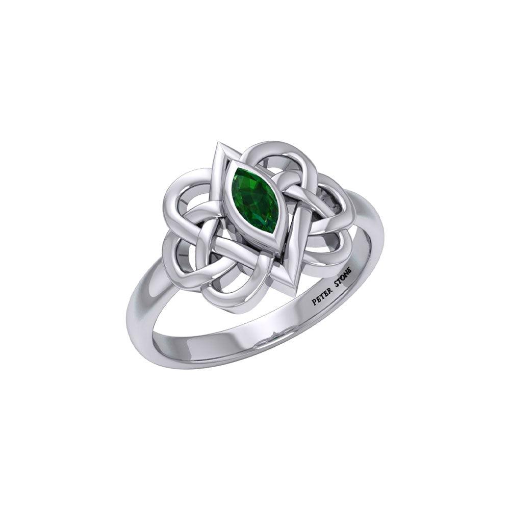 Celtic Double Heart And Infinity Ring Sterling Silver  With Gemstone TRI2388