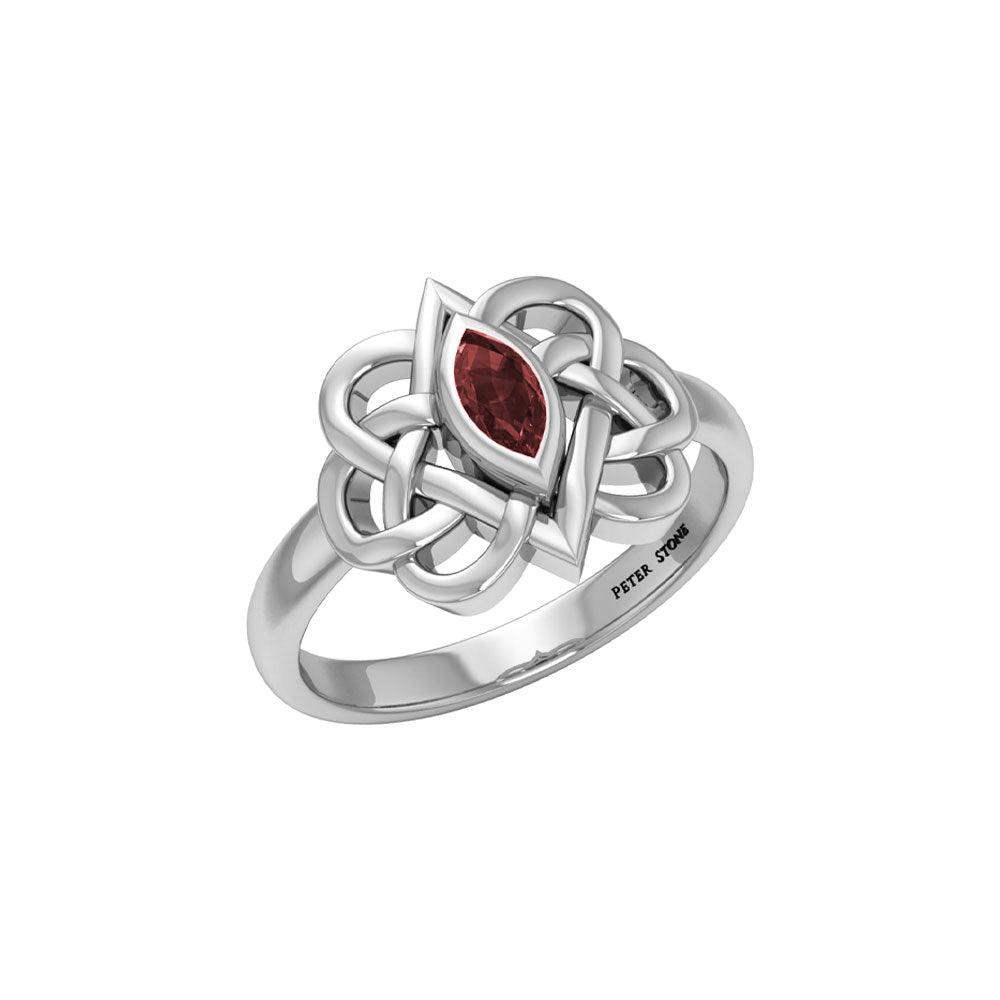 Celtic Double Heart And Infinity Ring Sterling Silver  With Gemstone TRI2388