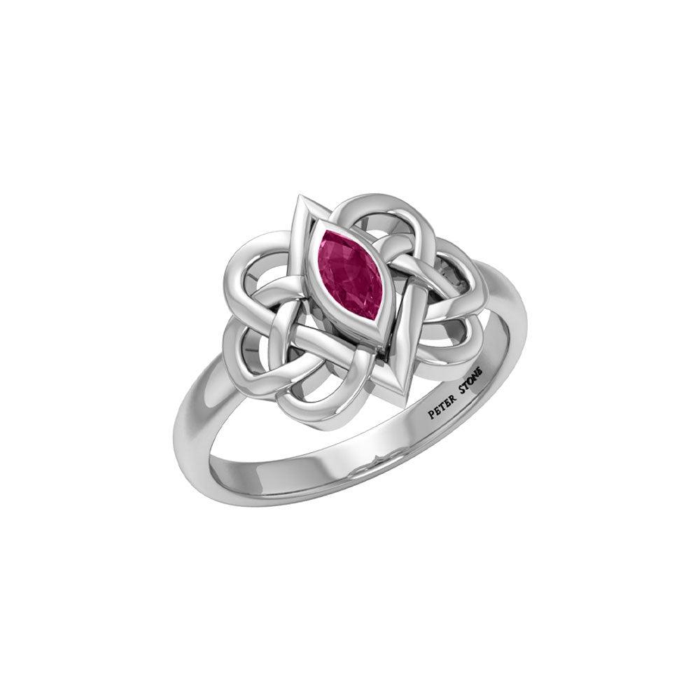 Celtic Double Heart And Infinity Ring Sterling Silver  With Gemstone TRI2388