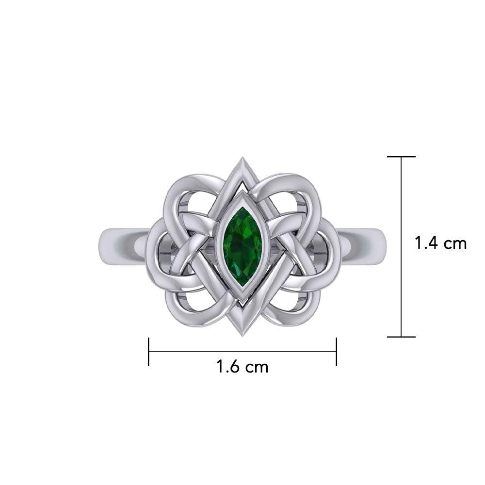 Celtic Double Heart And Infinity Ring Sterling Silver  With Gemstone TRI2388