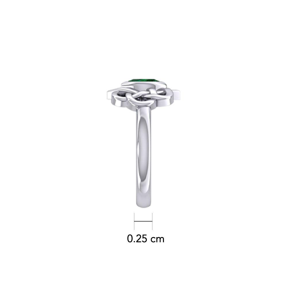 Celtic Double Heart And Infinity Ring Sterling Silver  With Gemstone TRI2388