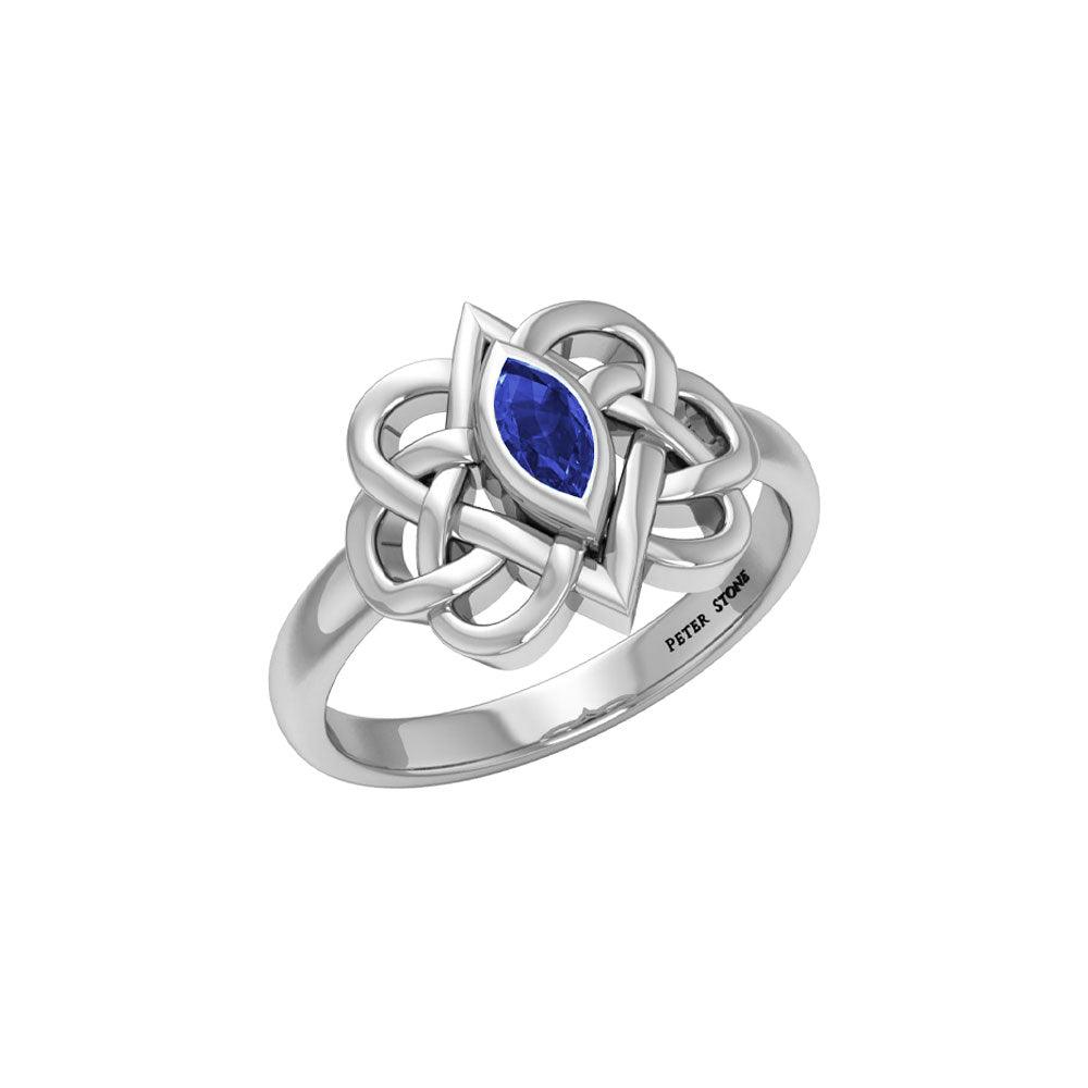 Celtic Double Heart And Infinity Ring Sterling Silver  With Gemstone TRI2388