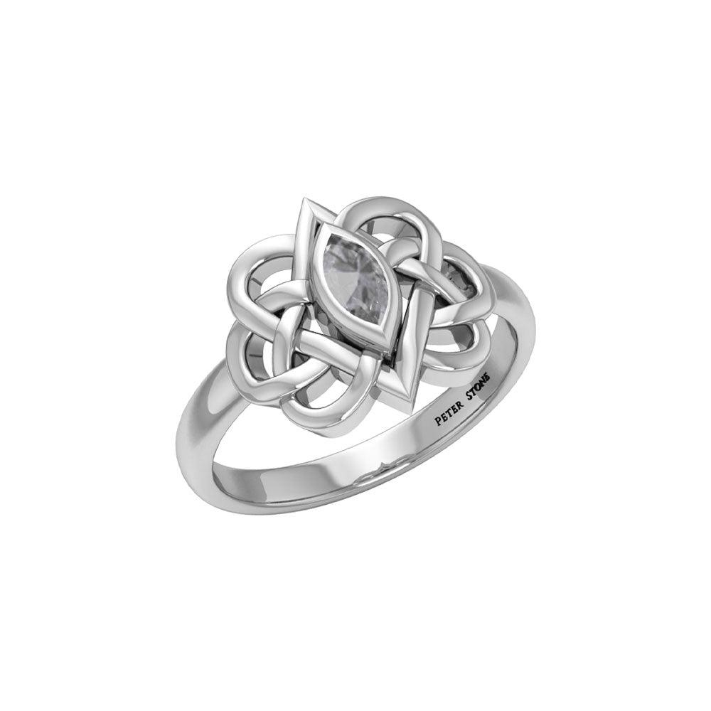 Celtic Double Heart And Infinity Ring Sterling Silver  With Gemstone TRI2388