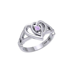 Celtic Double Heart With Gemstone Ring TRI2393 | Rings | Wiccan Center