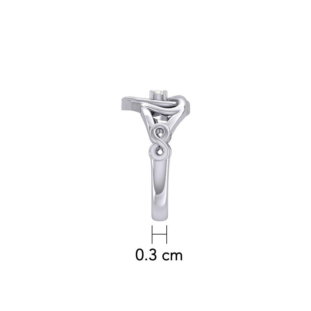 Celtic Double Heart With Gemstone Ring TRI2393