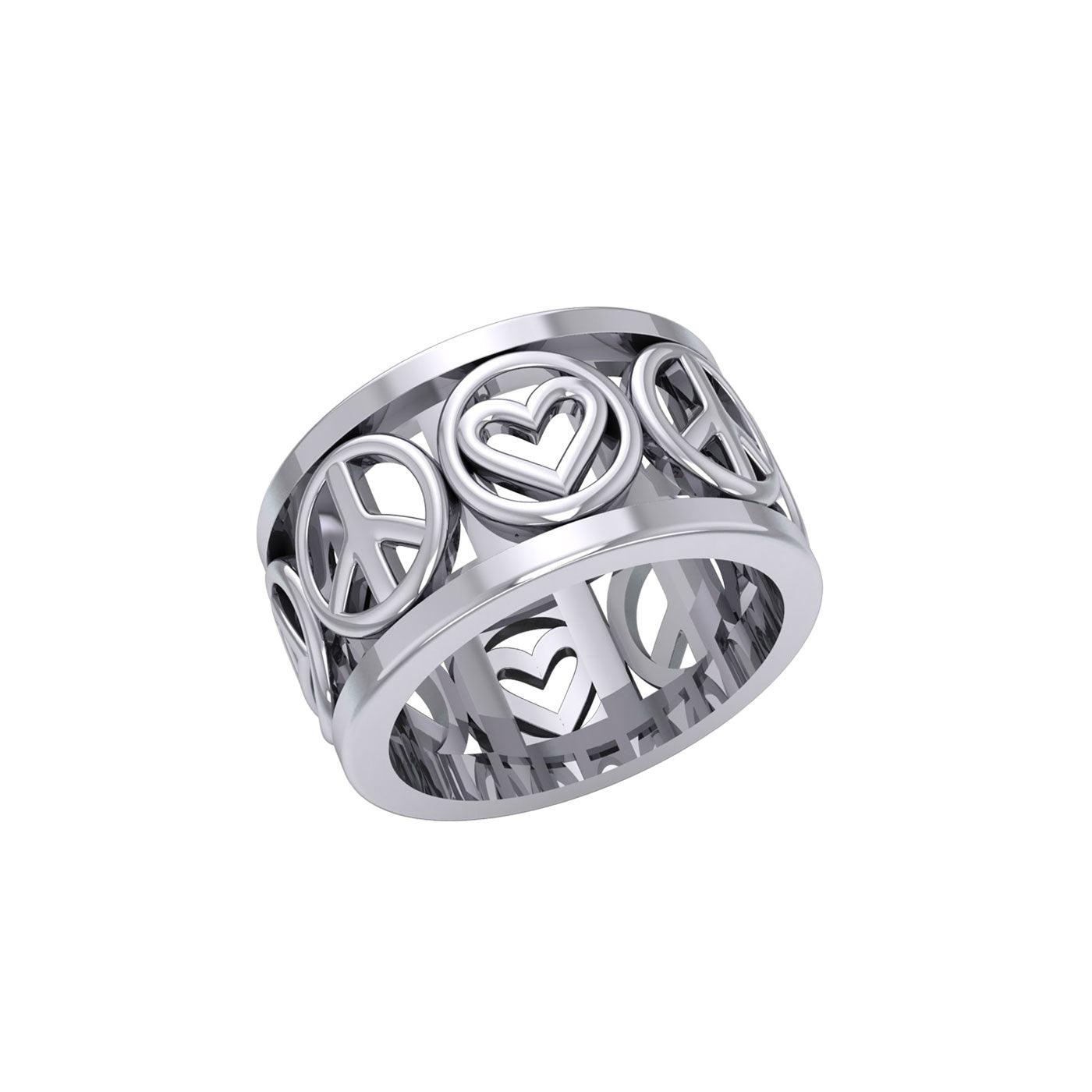 Love Peace Recovery Sterling Silver Spinner Ring TRI2401 Mindful Jewelry For Calming Daily Focus 925
