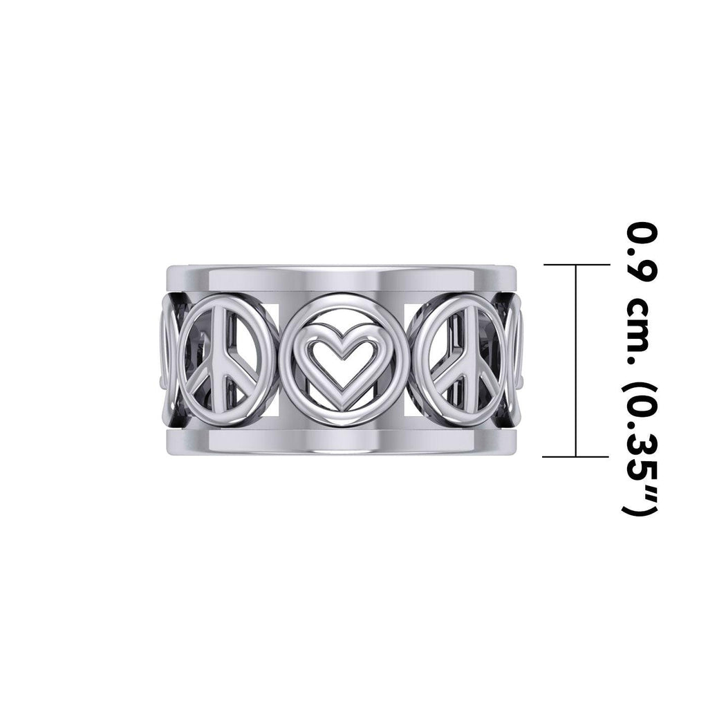 Love Peace Recovery Sterling Silver Spinner Ring TRI2401 Mindful Jewelry For Calming Daily Focus 925