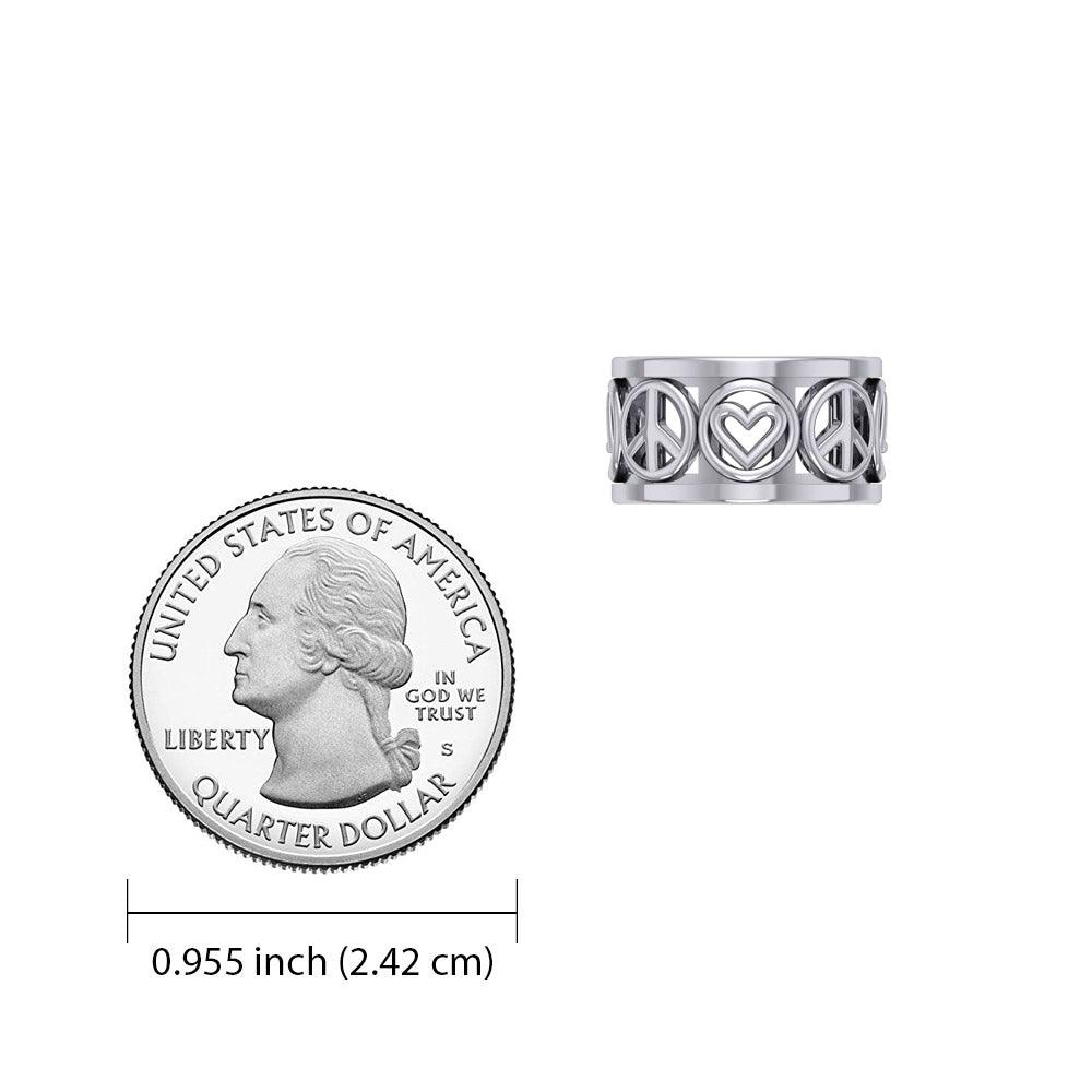 Love Peace Recovery Sterling Silver Spinner Ring TRI2401 Mindful Jewelry For Calming Daily Focus 925