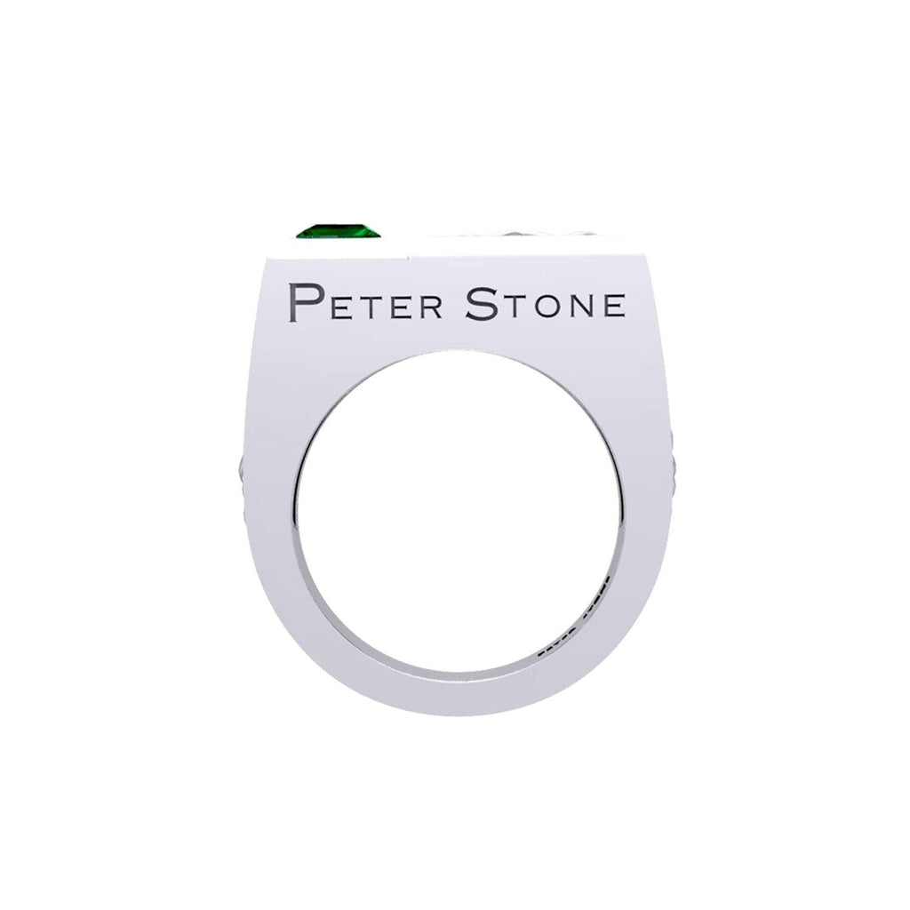 Peter Stone Rectangle Modern Sterling Silver Men Ring With Square Gemstone and Celtic Design TRI2414