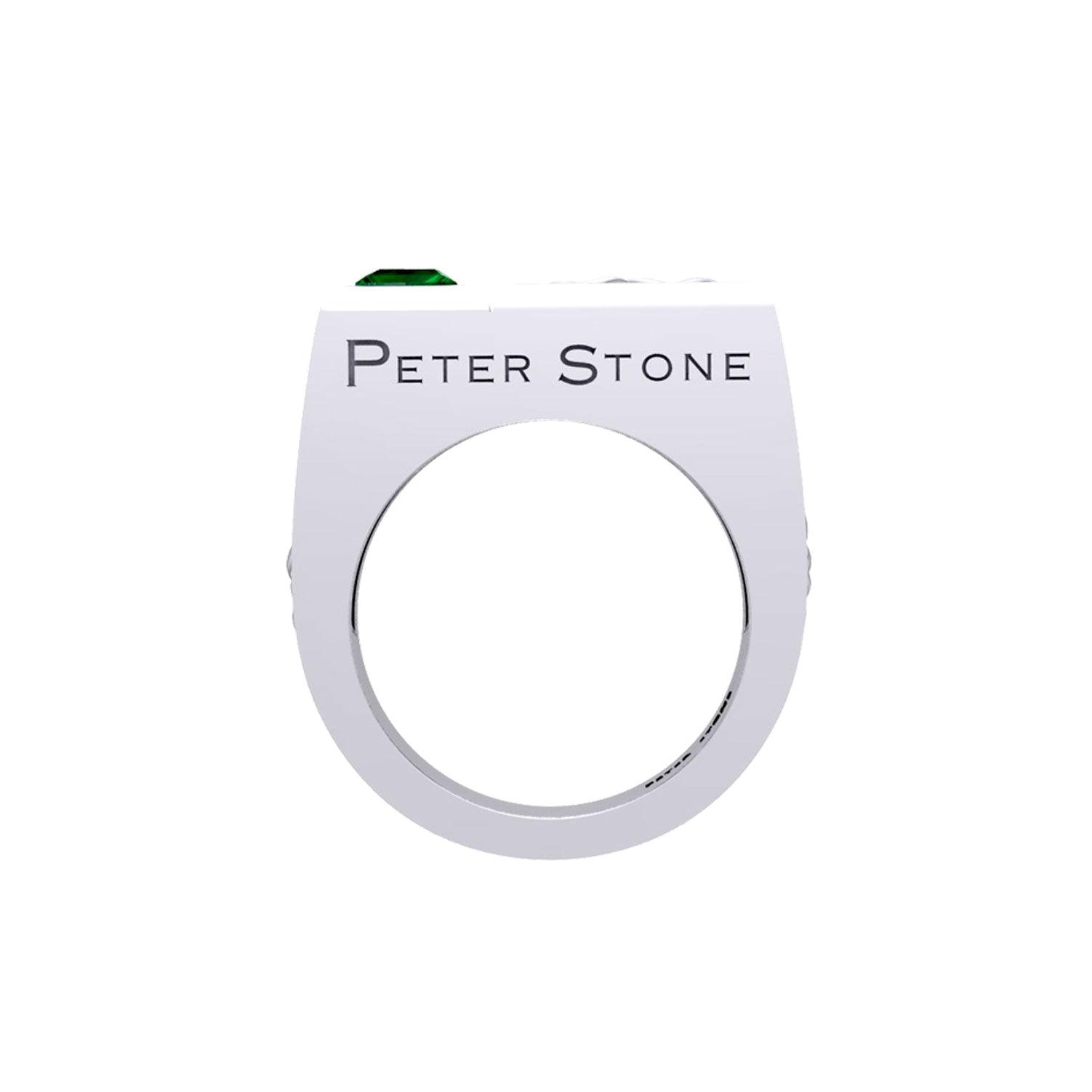 Peter Stone Rectangle Modern Sterling Silver Men Ring With Square Gemstone and Celtic Design TRI2414