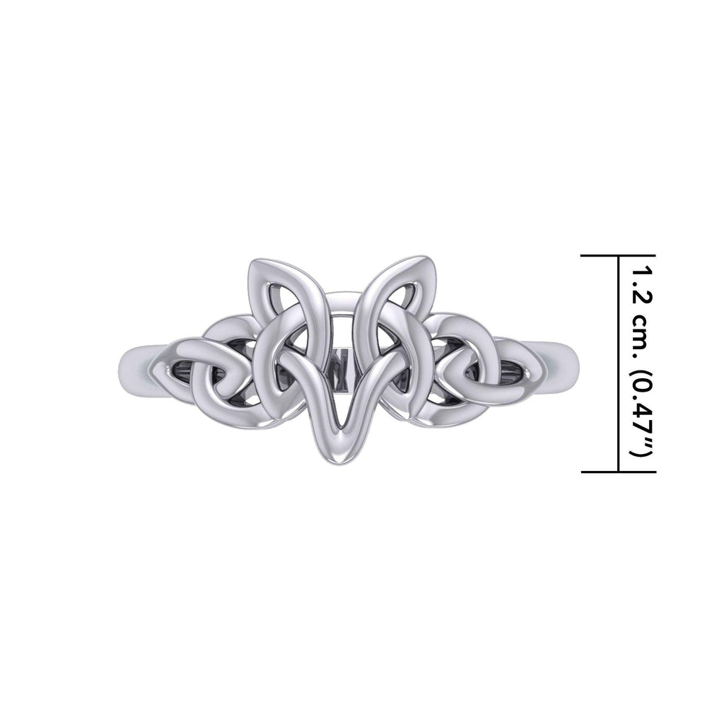 Peter Stone Jewelry Sterling Silver Celtic Wolf Ring - Majestic Symbolism and Craftsmanship for a Bold Statement TRI2419