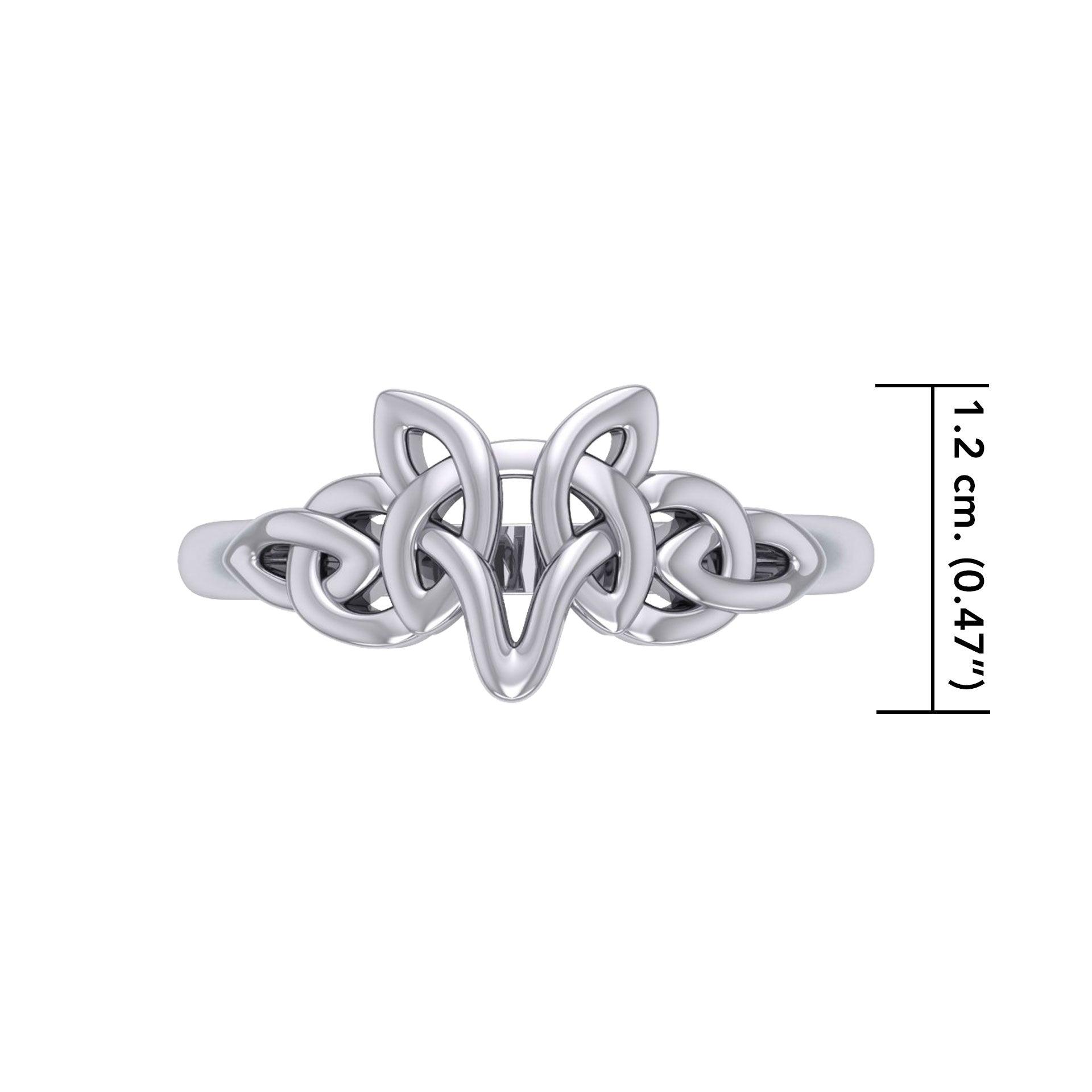 Peter Stone Jewelry Sterling Silver Celtic Wolf Ring - Majestic Symbolism and Craftsmanship for a Bold Statement TRI2419