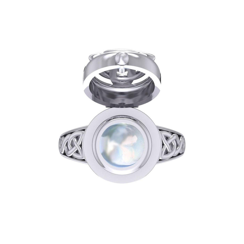 The Celtic Triquetra Sterling Silver Locket Ring with Gemstone TRI2436