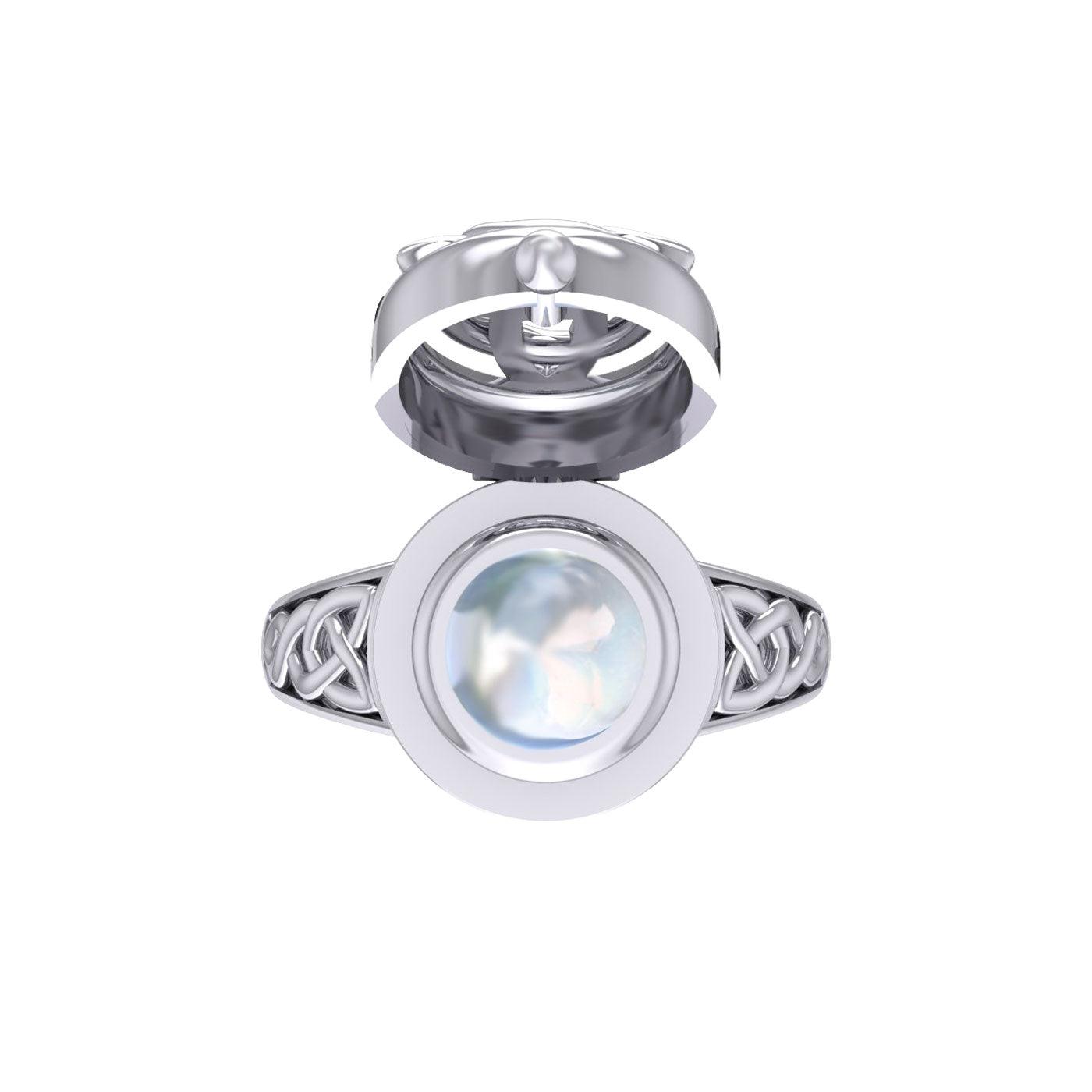 The Celtic Triquetra Sterling Silver Locket Ring with Gemstone TRI2436