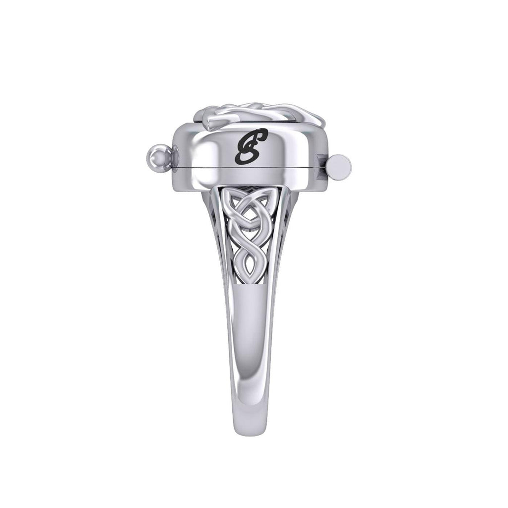 The Celtic Triquetra Sterling Silver Locket Ring with Gemstone TRI2436