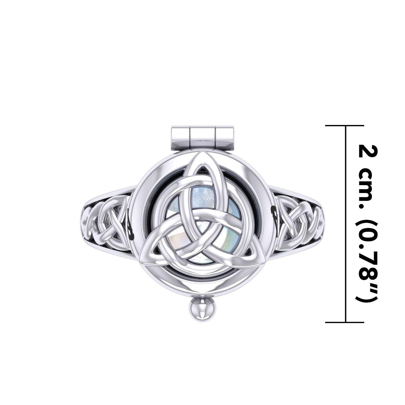 The Celtic Triquetra Sterling Silver Locket Ring with Gemstone TRI2436