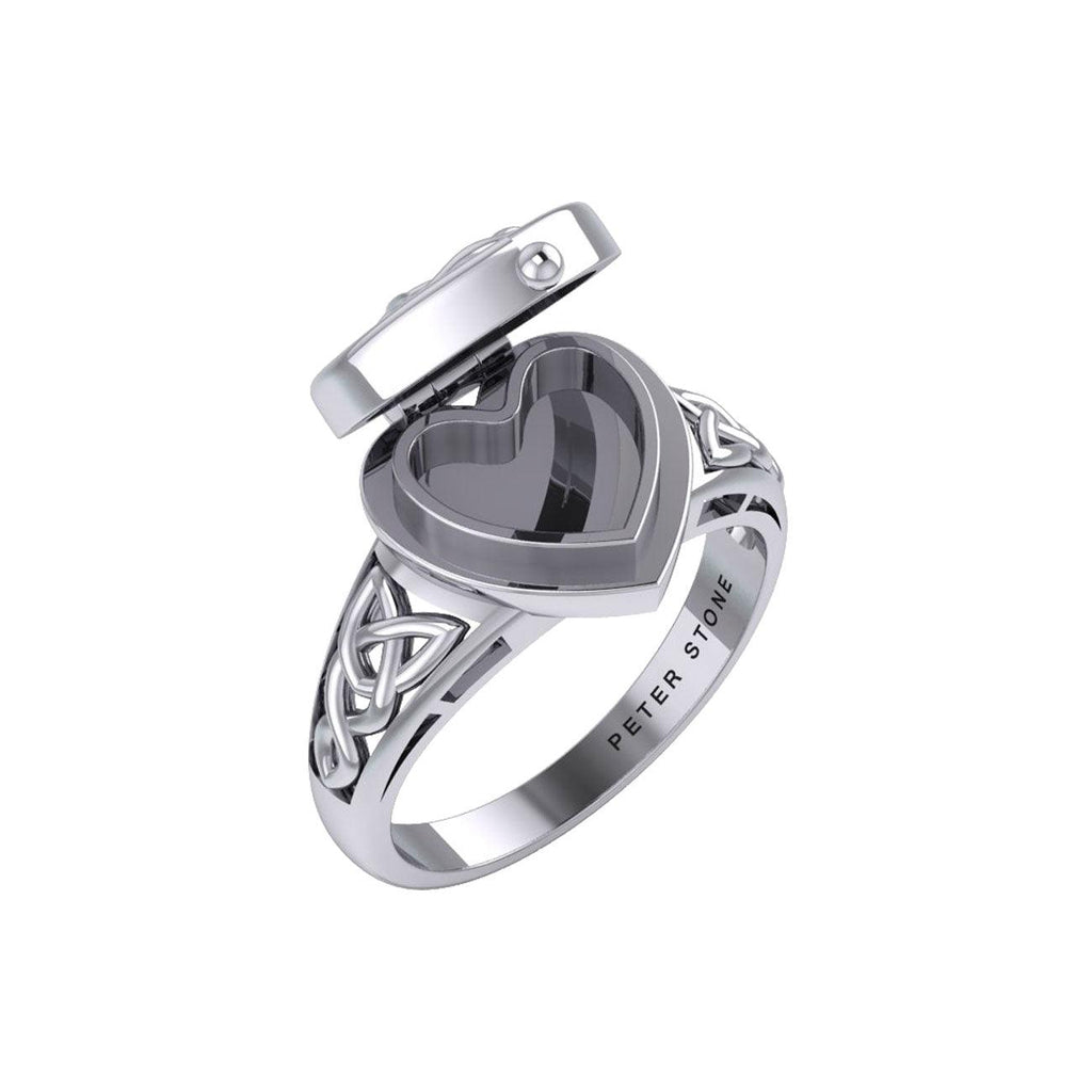 Celtic Heart Sterling Silver Poison Ring TRI2455
