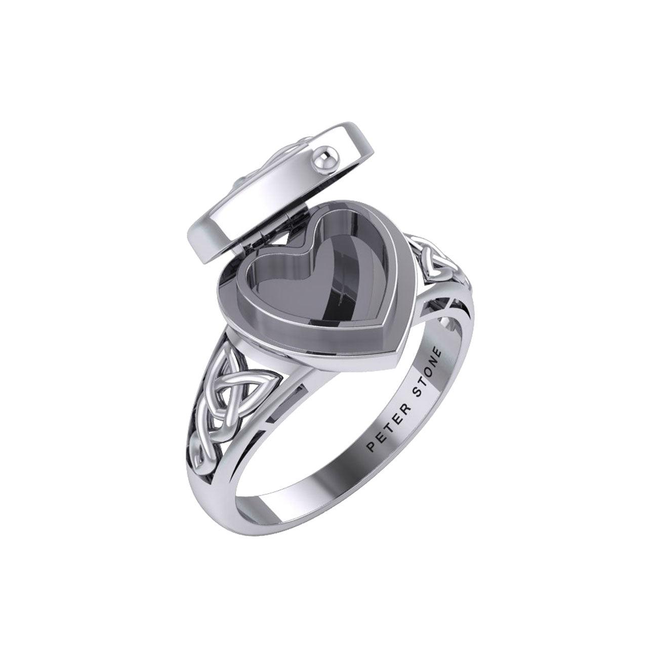 Celtic Heart Sterling Silver Poison Ring TRI2455