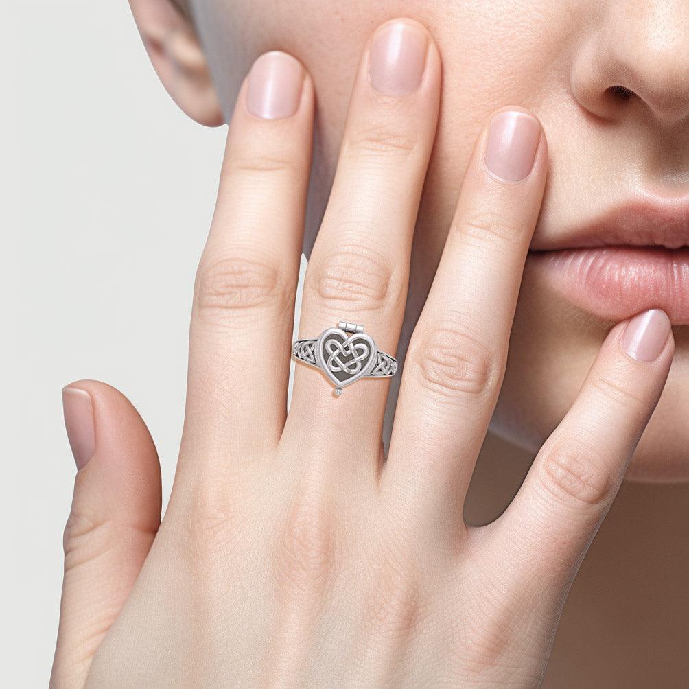 Celtic Heart Sterling Silver Poison Ring TRI2455