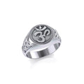 Om with Celtic Design Sterling Silver Ring TRI2514