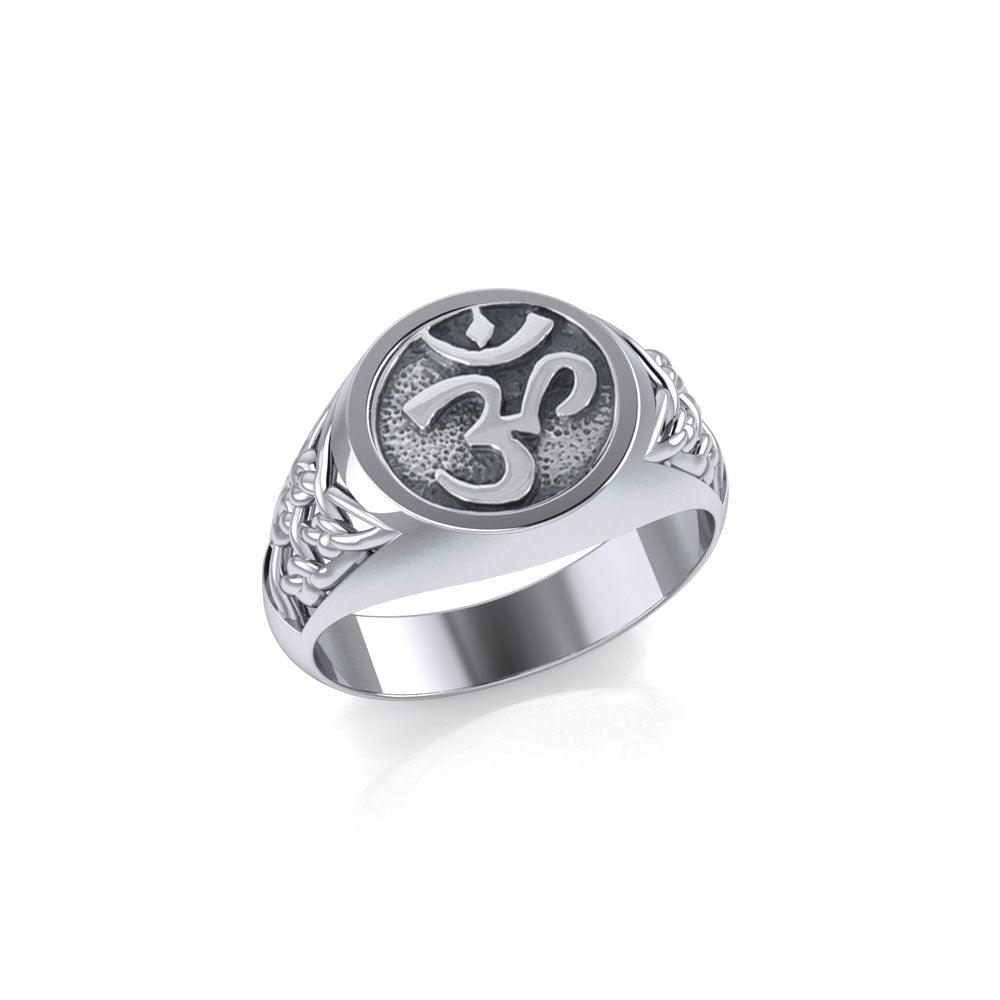 Om with Celtic Design Sterling Silver Ring TRI2514