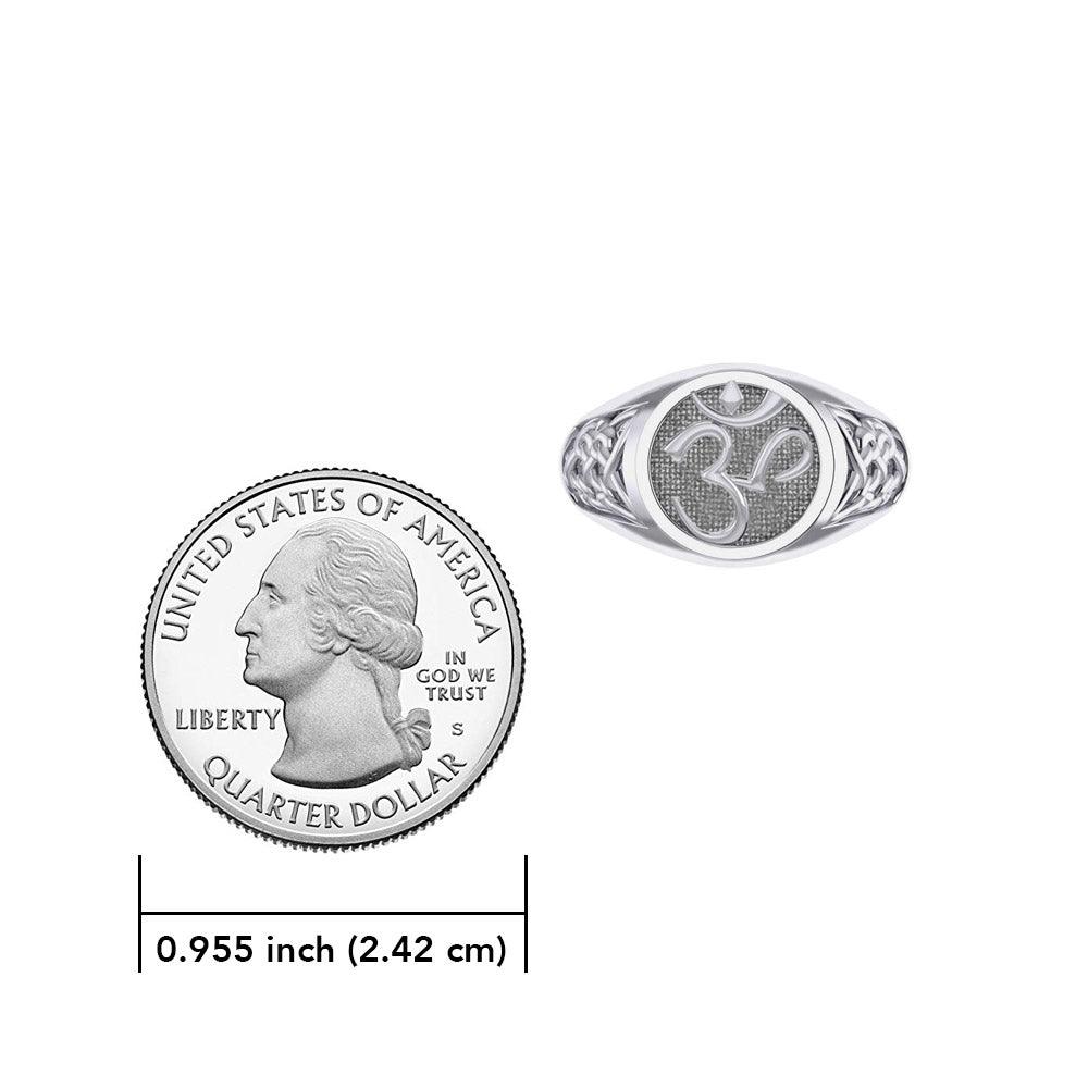 Om with Celtic Design Sterling Silver Ring TRI2514