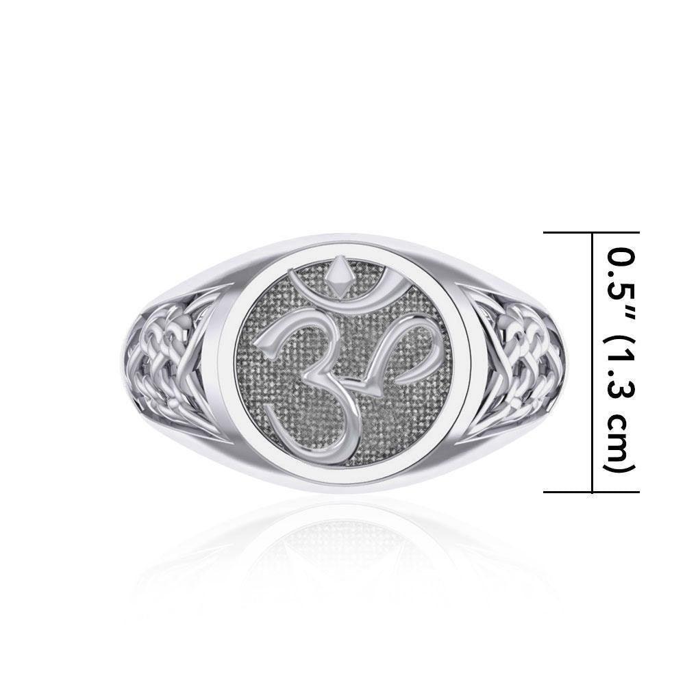 Om with Celtic Design Sterling Silver Ring TRI2514