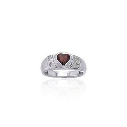 Celtic Sterling Silver Ring with Heart Gemstone TRI357 | Ring | Wiccan Center