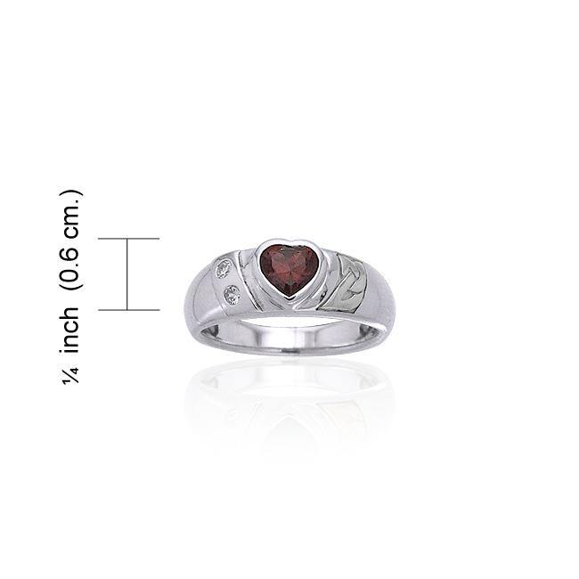 Celtic Sterling Silver Ring with Heart Gemstone TRI357