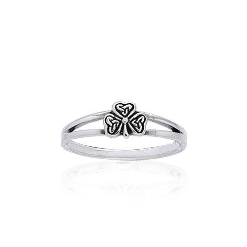 Celtic Irish Shamrock Sterling Silver Ring TRI400