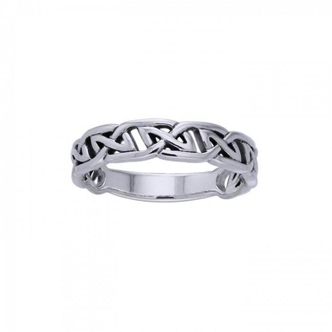 Celtic Knot Half Hollow Sterling Silver Band Ring TRI504