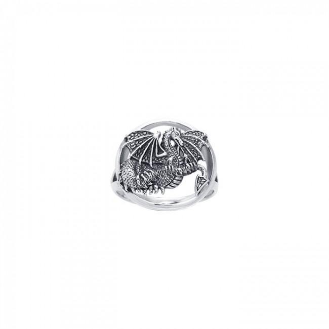 Winged Dragon Sterling Silver Ring by Courtney Davis TRI539