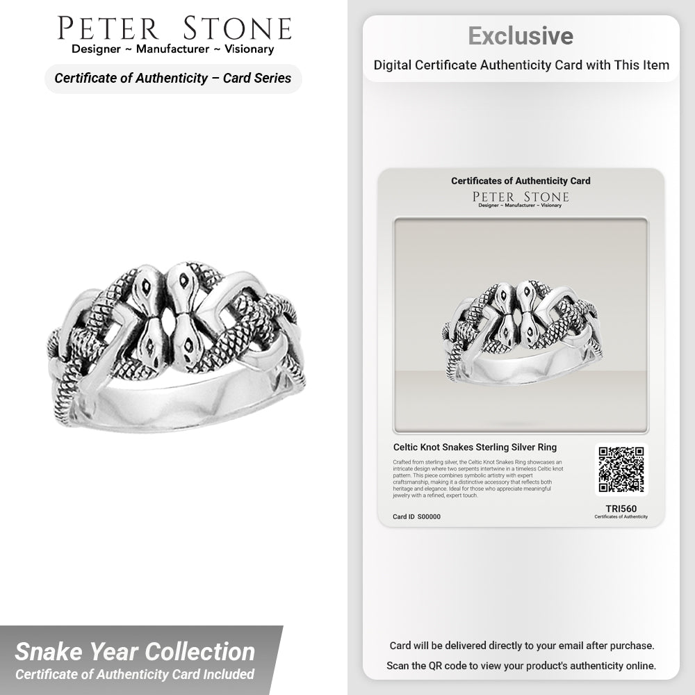Celtic Knot Snakes Sterling Silver Ring TRI560
