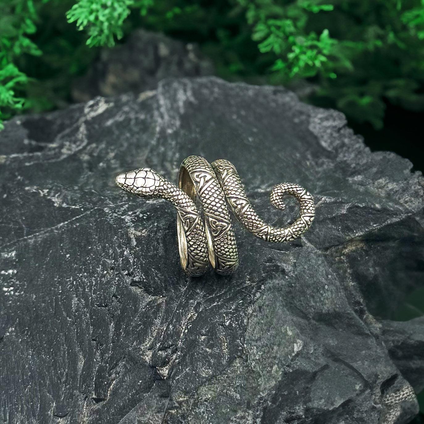 Celtic Trinity Knot Snake Sterling Silver Ring TRI563