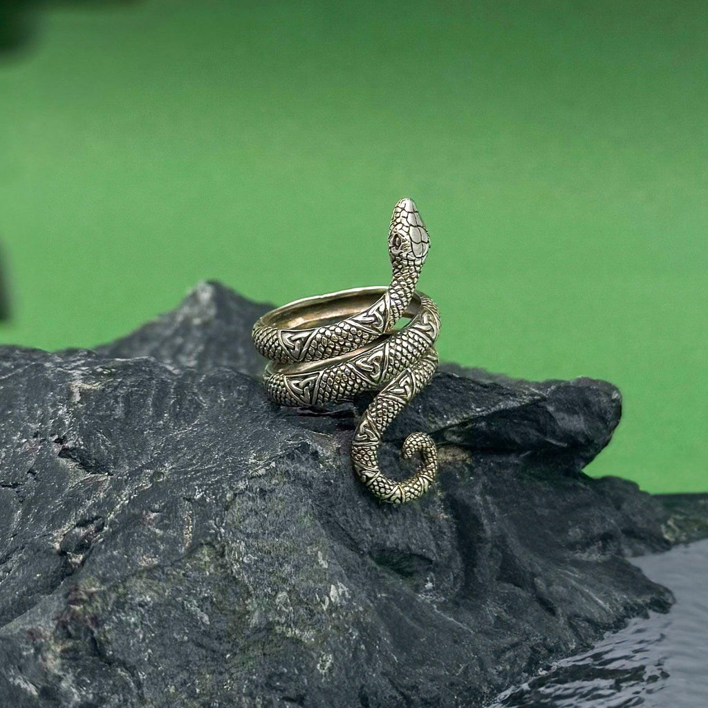 Celtic Trinity Knot Snake Sterling Silver Ring TRI563