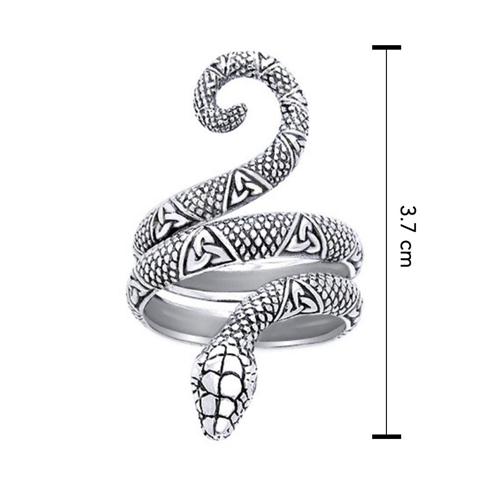 Celtic Trinity Knot Snake Sterling Silver Ring TRI563